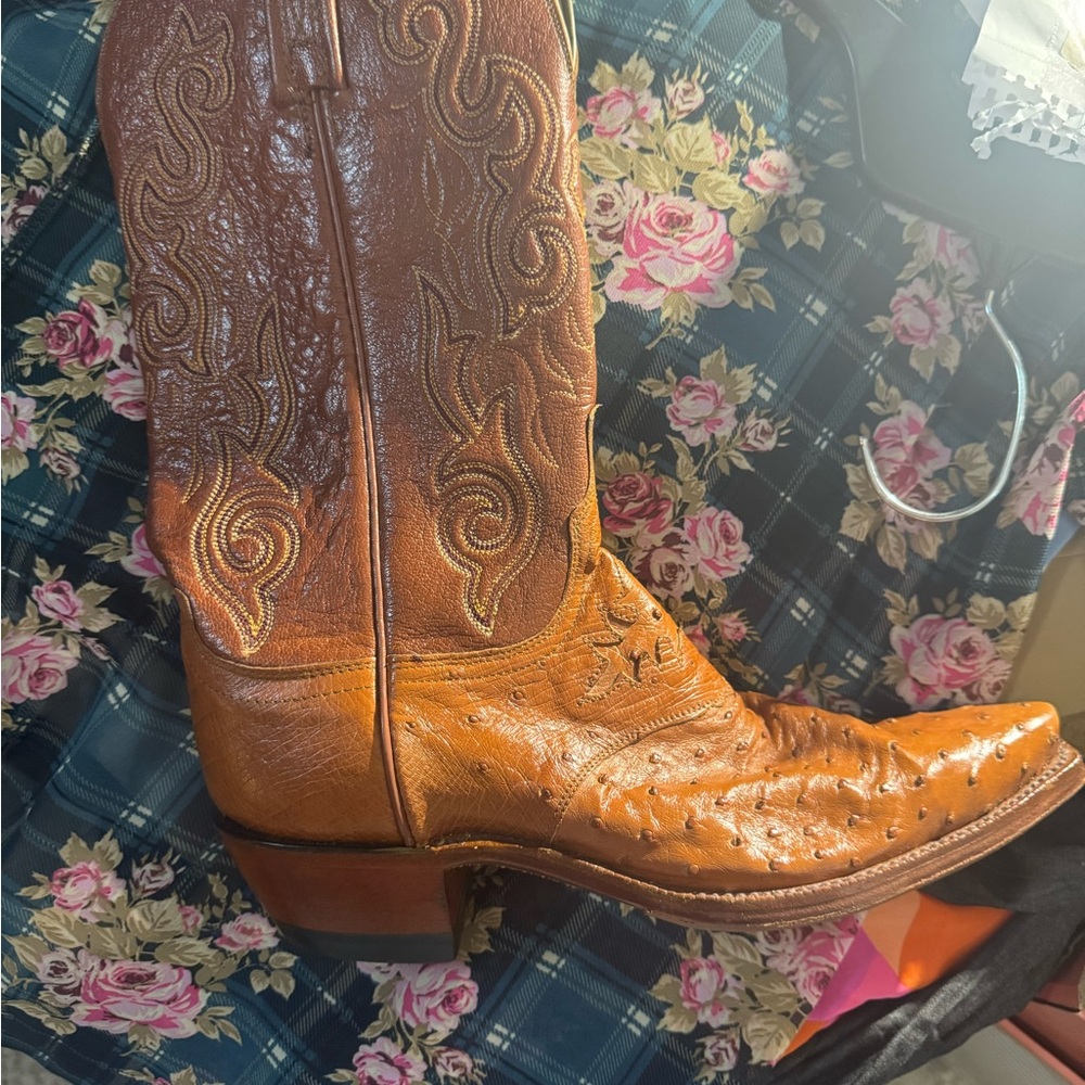 Lucchese ostrich Brown Leather Cowboy Boots - Picture 7 of 16